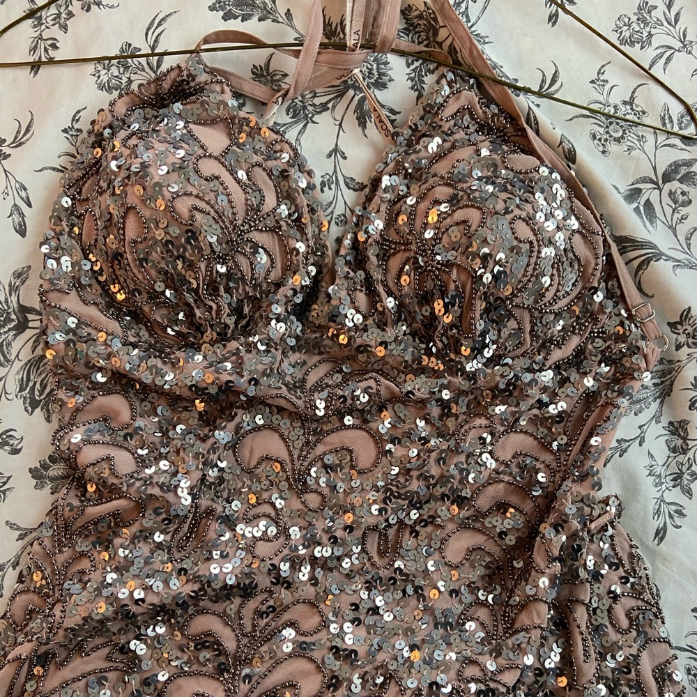 Glittery open back dress
